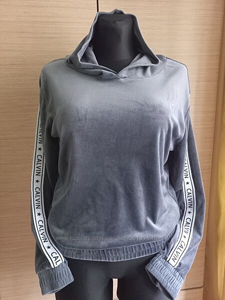 Жіноче велюрове худі сірого кольору р. С-М