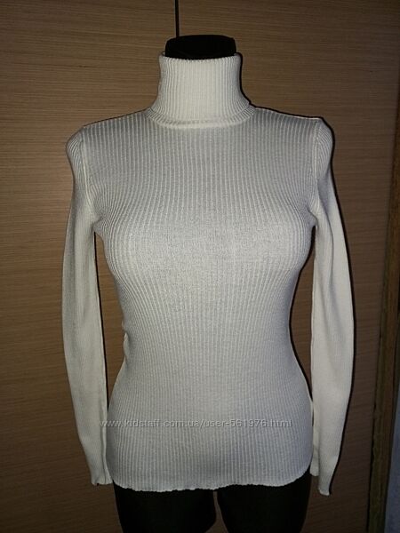 Жіночий білий гольф водолазка в рубчик р. S