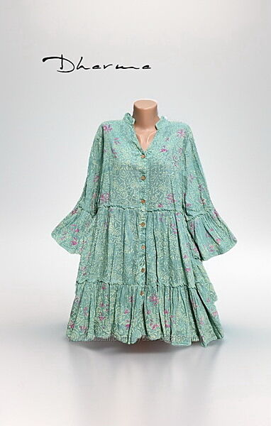 Новое платье из индийского хлопка с воланами на пуговицах - Dharma India xl