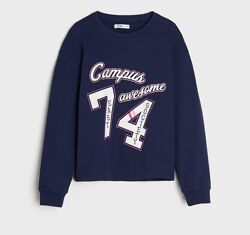 Темно-синій тонкий світшот з написом Sinsay р. 140