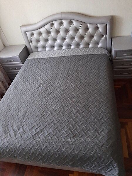 Покрывало стеганое двухстороннее с двумя наволочками - реальные фото, видео