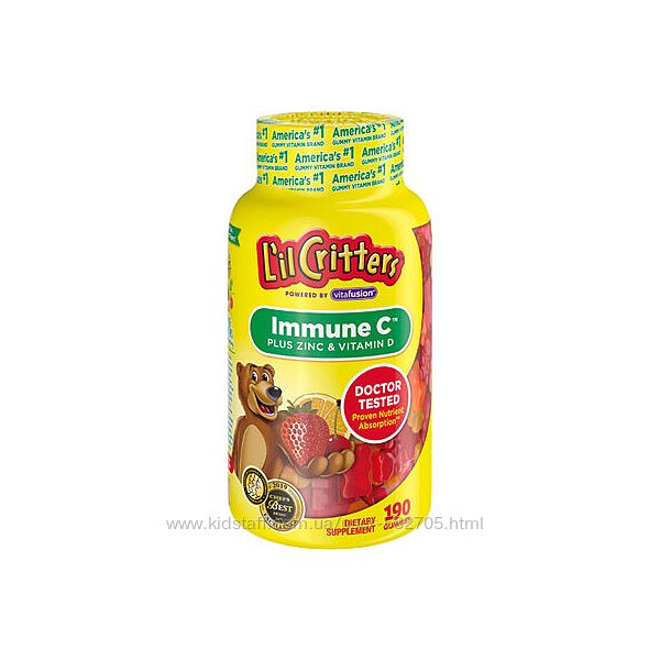 L´il Critters, Immune C с цинком и витамином D, 190 жевательных ко