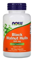 Now Foods, Черный  орех, 500 мг, 100шт. Black Walnut Hulls