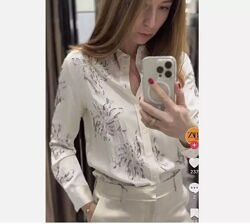 Zara неймовірно красива блуза сорочка із вишивкою бісером