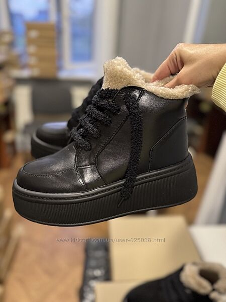  Жіночі ботінки з натуральноі шкіри/ замші сезон зима на хутрі ТЕДДІ