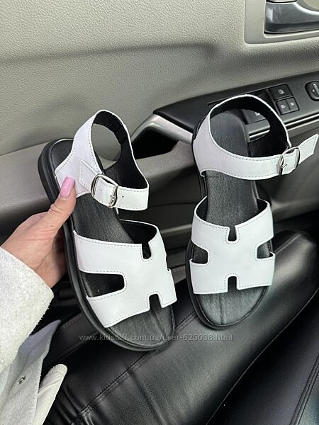 Босоніжки жіночі з натуральноі шкіри/замші колір білий, чорний, бежевий