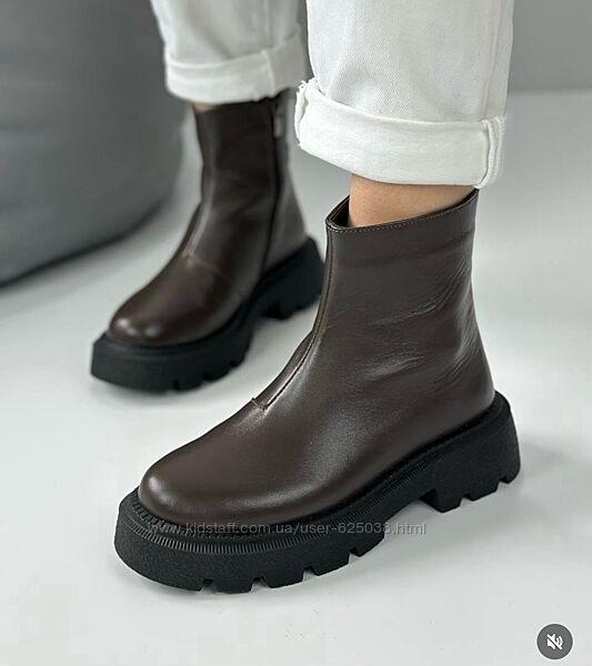 Ботінки жіночі Черевики шкіра та замш чорні/шоколадні