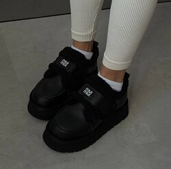 Уггі жіночі короткі колір чорний та капучино