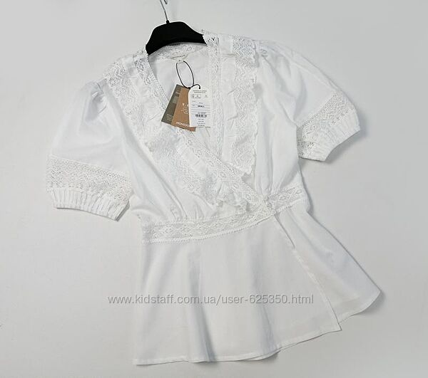 Новая белая блузка из хлопка с кружевом Monsoon