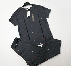Пижамный комплект из хлопка с принтом футболка и штаны M&S