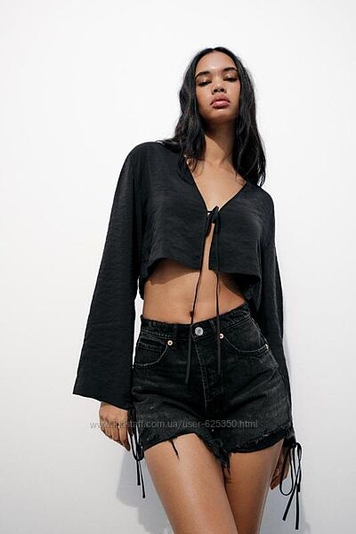 СТРУЯЩАЯСЯ УКОРОЧЕННАЯ РУБАШКА С ЗАВЯЗКАМИ Zara