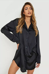 Свободное атласное платье рубашка