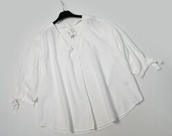 Натуральная льняная рубашка с хлопком белая H&M