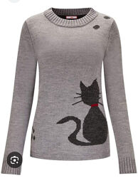 Супер теплый полушерстяной джемпер с котиком