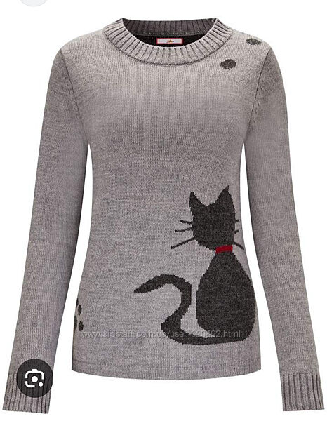 Супер теплый полушерстяной джемпер с котиком