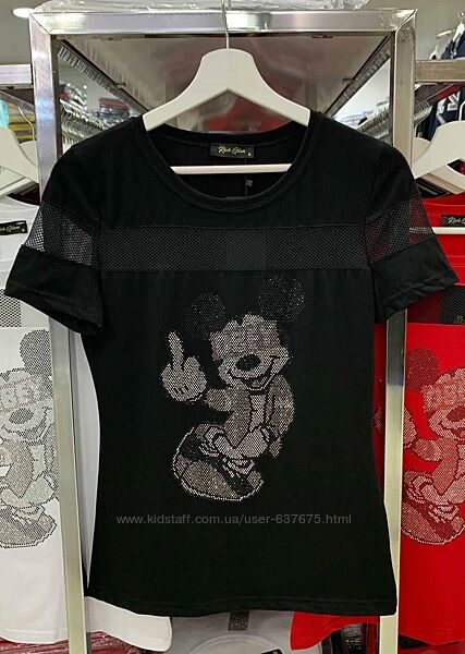 Красивая футболочка Rich Glam стразы Турция Mickey Mouse fuck you