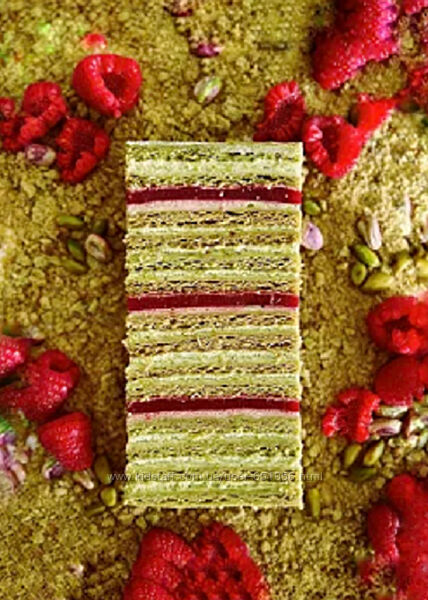 Торт Фисташковый медовик с малиной Ольга Куликова