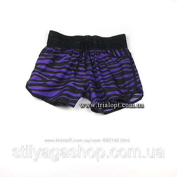 Летние фиолетовые шорты  пляжные принт зебра