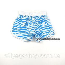 Голубые шорты женские пляжные принт зебра