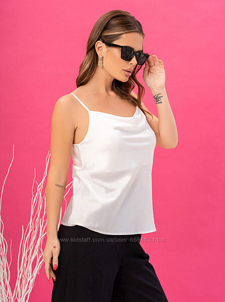 Шовковий топ на бретелях. 6 кольорів