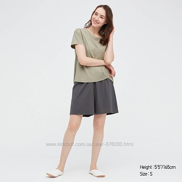 Женский хлопковый лаунж-комплект Uniqlo AIRISM с короткими рукавами пижама
