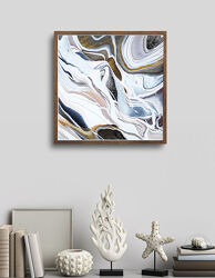 Картина в технике fluid art, абстракция, 35 x 35 см