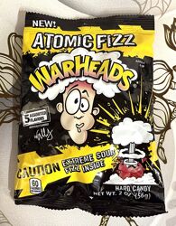 Екстремально кислі льодяники Warheads Atomic Fizz Extreme Sour Hard Candy