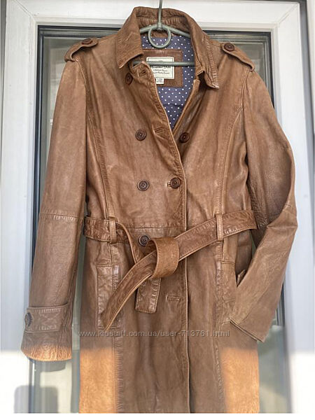 Ексклюзивний шкіряний плащ куртка тренч massimo dutti