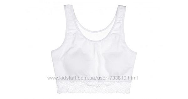 Підлітковий котоновий топ з паралончиком білий і чорний 14/15р