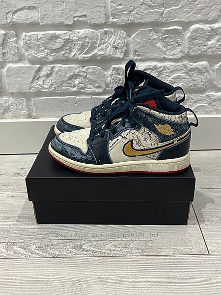 Кросівки дитячі Air Jordan 1 Mid Se Blue/White, р.32