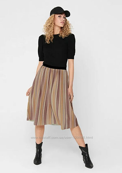 Міді-спідниця плісе в золотавих та лавандових тонах