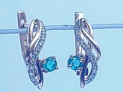 Золотые серьги 585 пр с изумрудами и бриллиантами