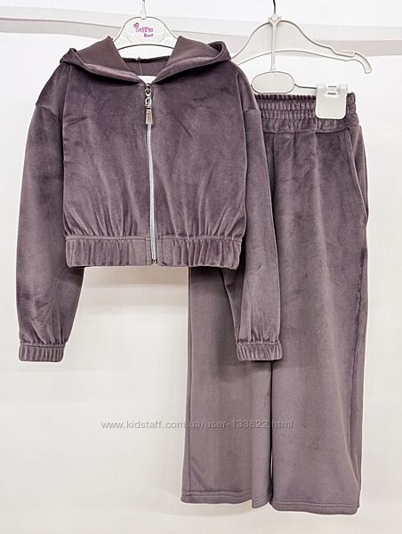Костюм велюровий для дівчинки кофта та штани палацо 116-170 зрост