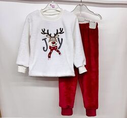 Піжама тепла махрова новорічна для дівчат хлопчиків