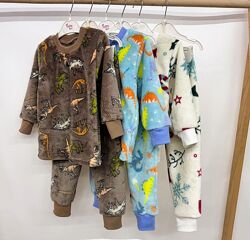 Піжама тепла махрова дитяча для дівчат хлопчиків