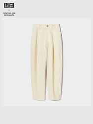 Штани брюки uniqlo льон S Linen Blend Pleated Tapered Trousers Longer