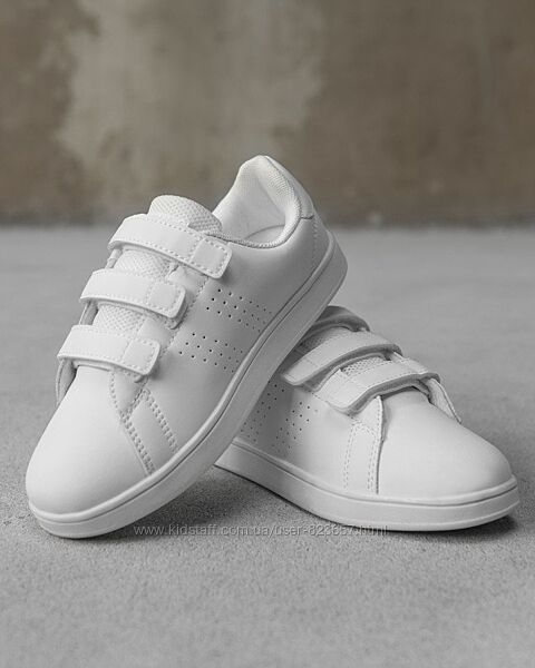 Білі та чорні дитячі класичні кеди на липучках