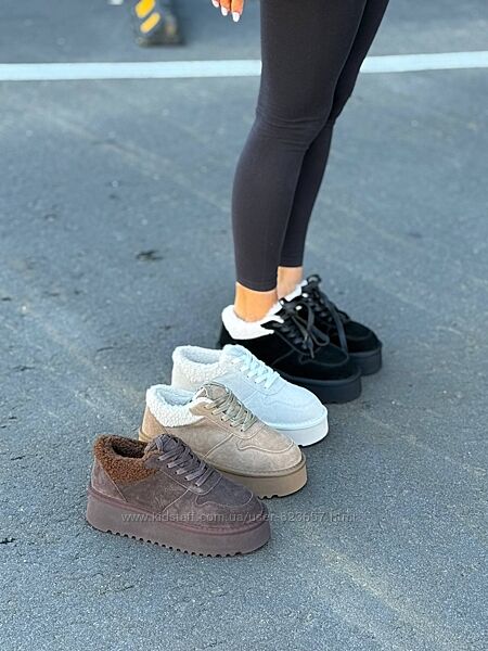 Зимові кеди черевики на платформі Натуральна замша . 4 кольори