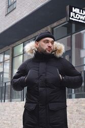 Парка куртка Аляска зимова тепла чоловіча. Чорна, синя та хакі