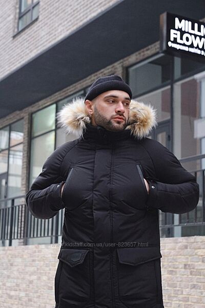 Парка куртка Аляска зимова тепла чоловіча. Чорна, синя та хакі