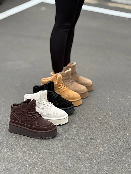 Замшеві черевики на платформі. Натуральна замша. Чорний, шоколад, капучино,