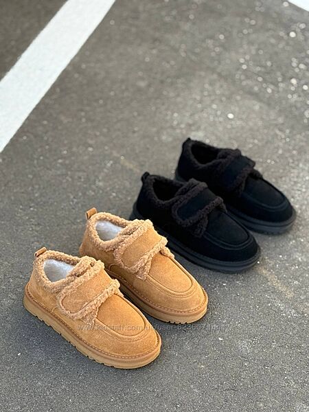 Зимові коротенькі замшеві угі на липучці Зимові туфлі черевики