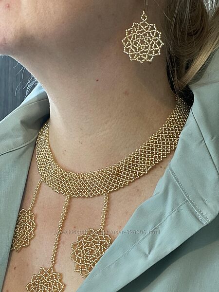 комплект прикрас, сережки, силянка, гердан, чокер, прикраса під вишиванку