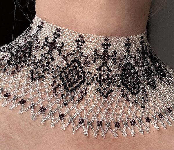 Кришталева силянка з візерунком з бісеру ручної роботи