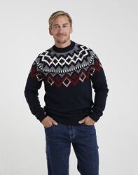 Вязанный шерстяной теплый свитер с жаккардовым узором Jack & Jones