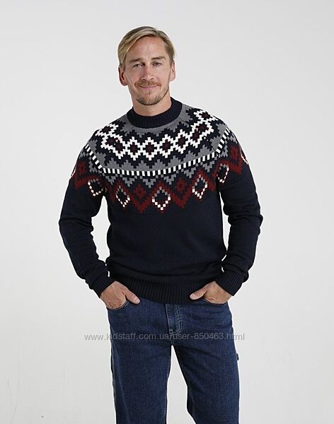 Вязанный шерстяной теплый свитер с жаккардовым узором Jack & Jones