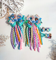 Бантики Крижане серце резинки заколки с Анной и Эльзой Холодное сердце