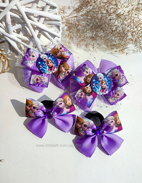 Бантик резинка заколка банты Холодное Сердце с Анной и Эльзой бант Ельза