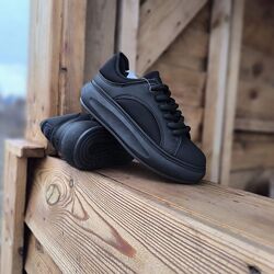 Крипери чорні кросівки на товстій підошві еко Шкіра з текстильними вставкам