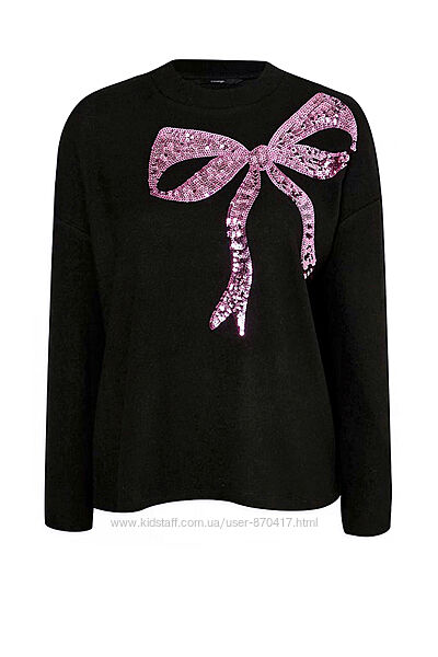 дуже гарний ніжний джемпер з бантом з пайєток